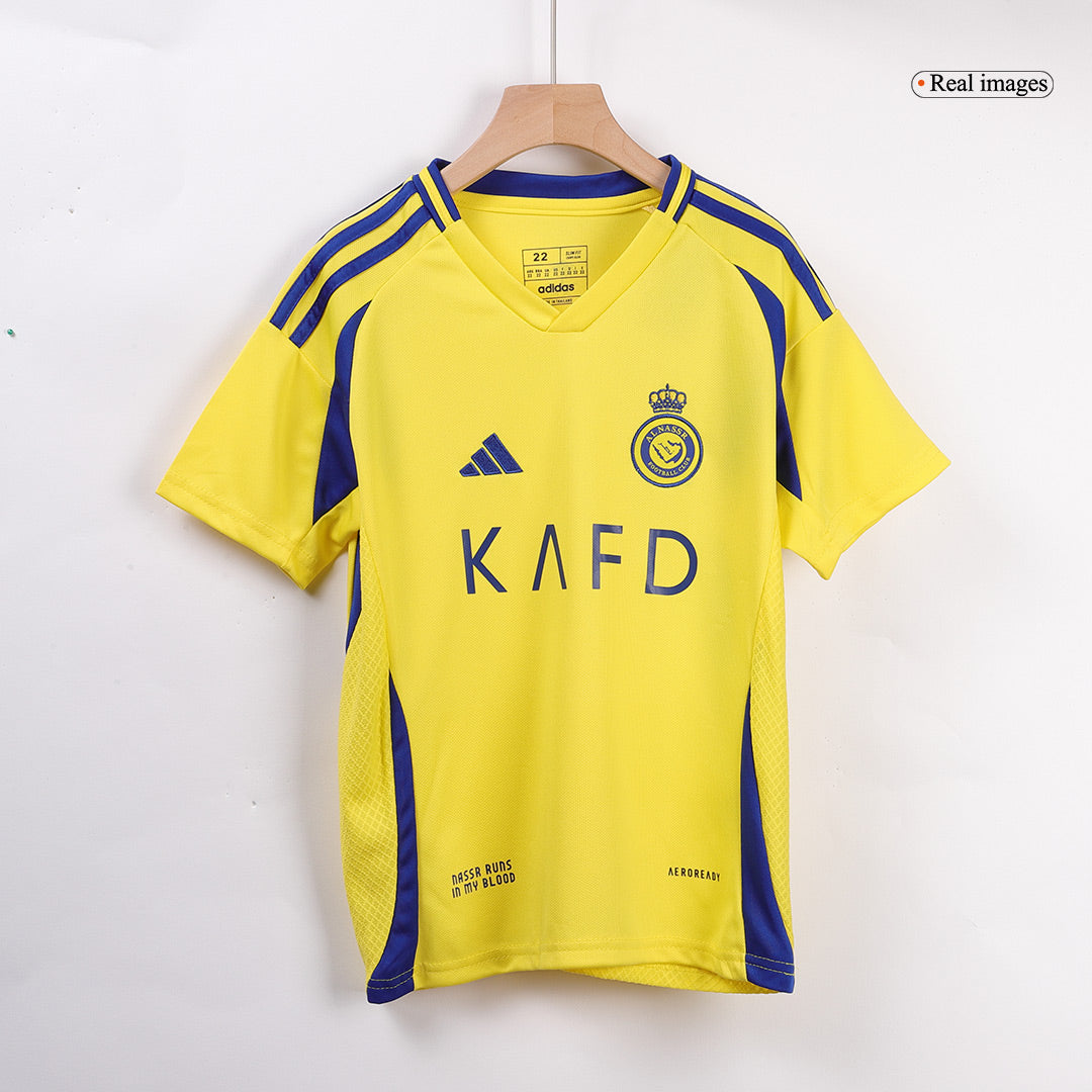 Kid's Al Nassr Home  Soccer Jersey Kit(Jersey+Shorts+Socks) 2024/25 Top Soccer Jerseys Store