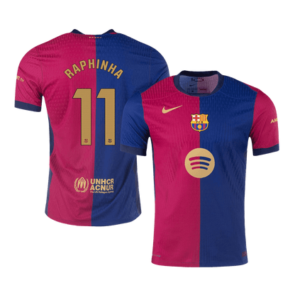 Player Version RAPHINHA #11 Barcelona Home  Soccer Jersey 2024/25 -?Spotify Logo Without Text? Top Soccer Jerseys Store