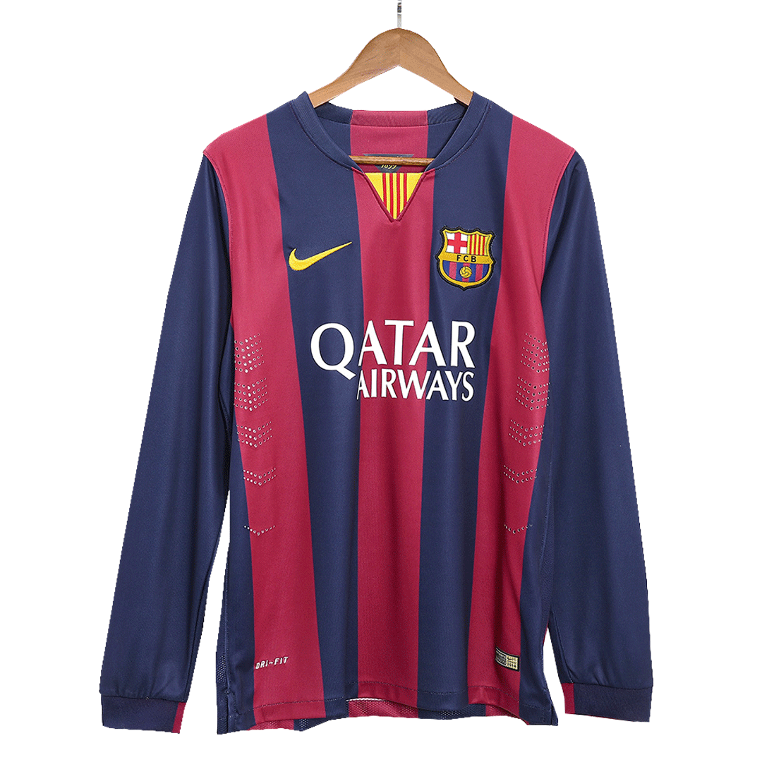 Retro MESSI #10 2014/15 Barcelona Home Long Sleeve  Soccer Jersey Top Soccer Jerseys Store