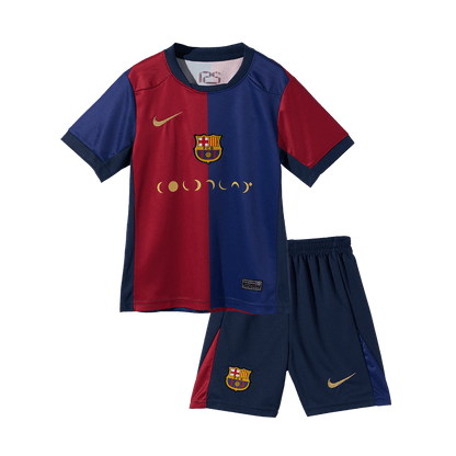 Kid's Barcelona Home  Soccer Jersey Kit(Jersey+Shorts) 2024/25 - COLDPLAY Top Soccer Jerseys Store