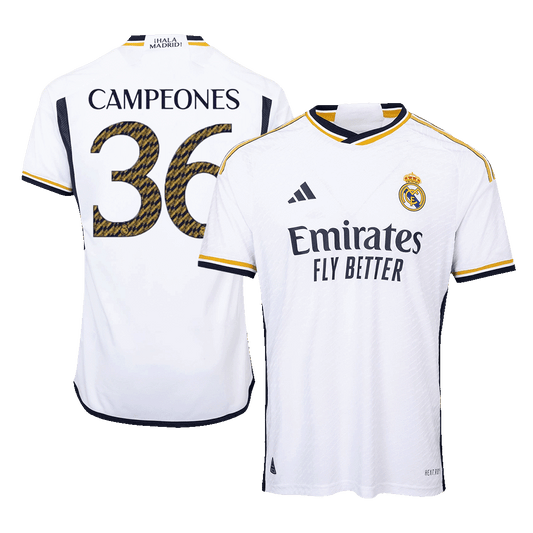 Player Version CAMPEONES #36 Real Madrid Home Soccer Jersey 2023/24 Top Soccer Jerseys Store
