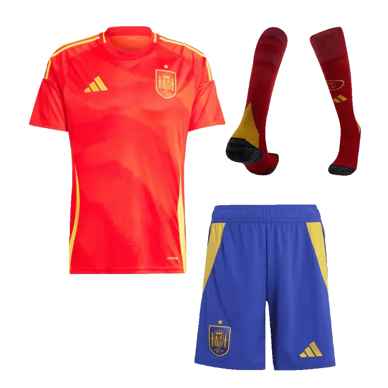 Spain Home Soccer Jersey Kit(Jersey+Shorts+Socks) 2024/25 Go Game Wear