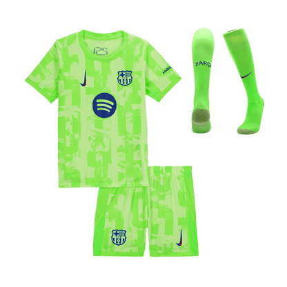 Kid's Barcelona Third Away  Soccer Jersey Kit(Jersey+Shorts+Socks) 2024/25- UCL (Spotify Logo Without Text) Top Soccer Jerseys Store