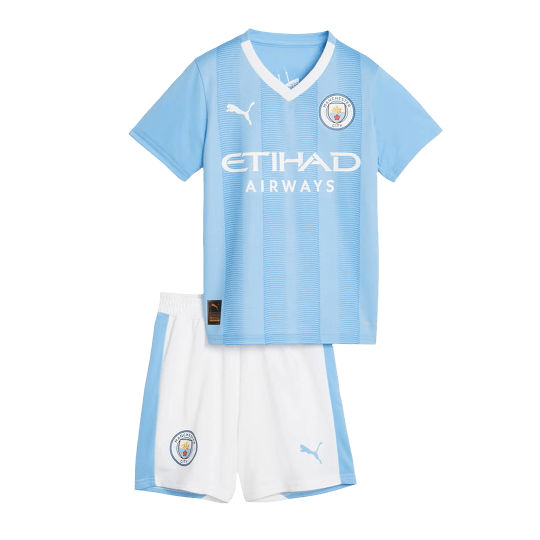 Kid's Manchester City Home  Soccer Jersey Kit(Jersey+Shorts) 2023/24 Top Soccer Jerseys Store