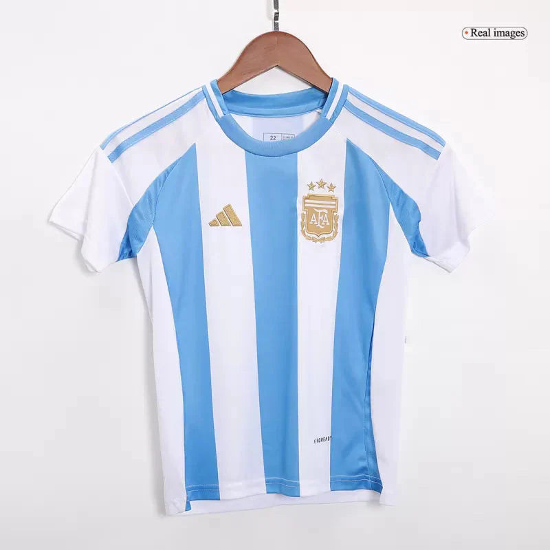 Argentina Home Kids Soccer Jerseys Kit Copa America 2024 Go Game Wear