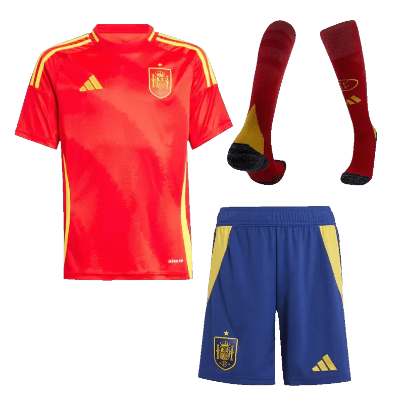 Kid's Spain Home Soccer Jersey Kit(Jersey+Shorts+Socks) 2024/25 Go Game Wear