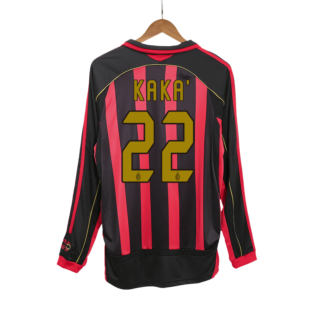 Retro KAKA' #22 2006/07 AC Milan Home Long Sleeve  Soccer Jersey Top Soccer Jerseys Store