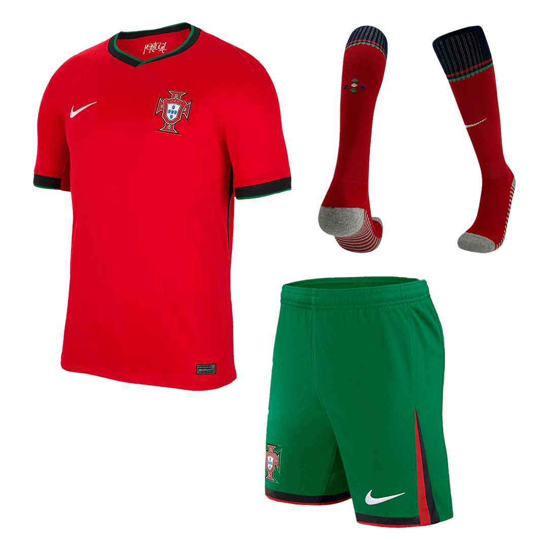 [Super Quailty] Men's Portugal Home Jersey Full Kit Euro 2024 Go Game Wear
