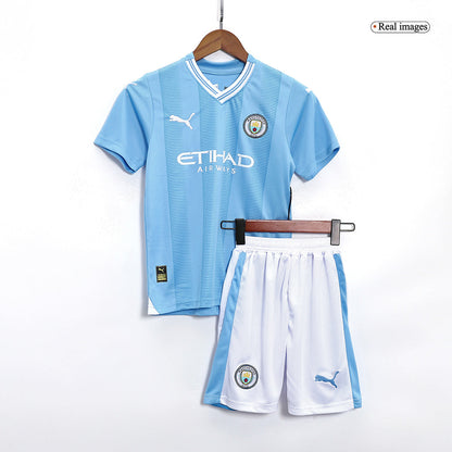 Kid's Manchester City Home  Soccer Jersey Kit(Jersey+Shorts) 2023/24 Top Soccer Jerseys Store