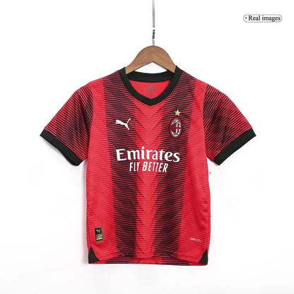 Kid's AC Milan Home  Soccer Jersey Kit(Jersey+Shorts) 2023/24 Top Soccer Jerseys Store