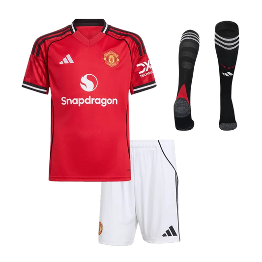 Kid's Manchester United Home Soccer Jersey Kit(Jersey+Shorts+Socks) 2025/26