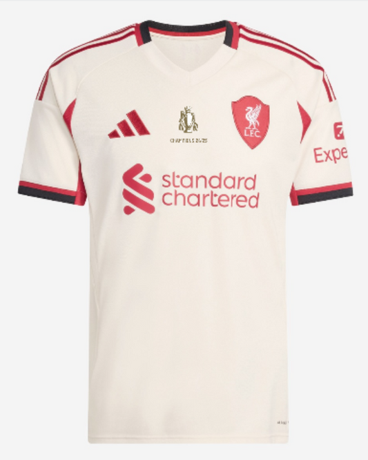Liverpool Away Soccer Jersey 2025/26 - CHAMPIONS 24/25 & Gold Trophy & Insignia Top Soccer Jerseys Store