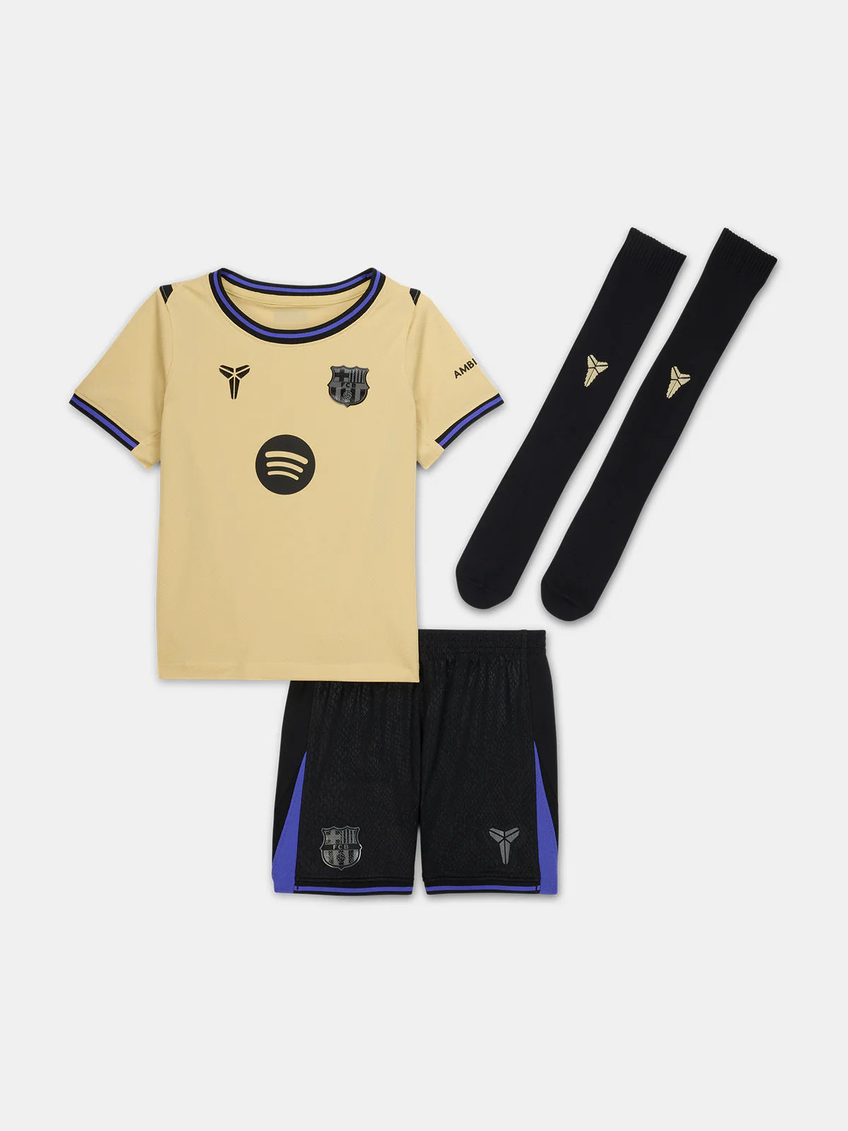 Kid‘s Barcelona Away Soccer Jerseys (Jersey+Short+Socks) Kit 2025/26 topsoccerjerseys.com