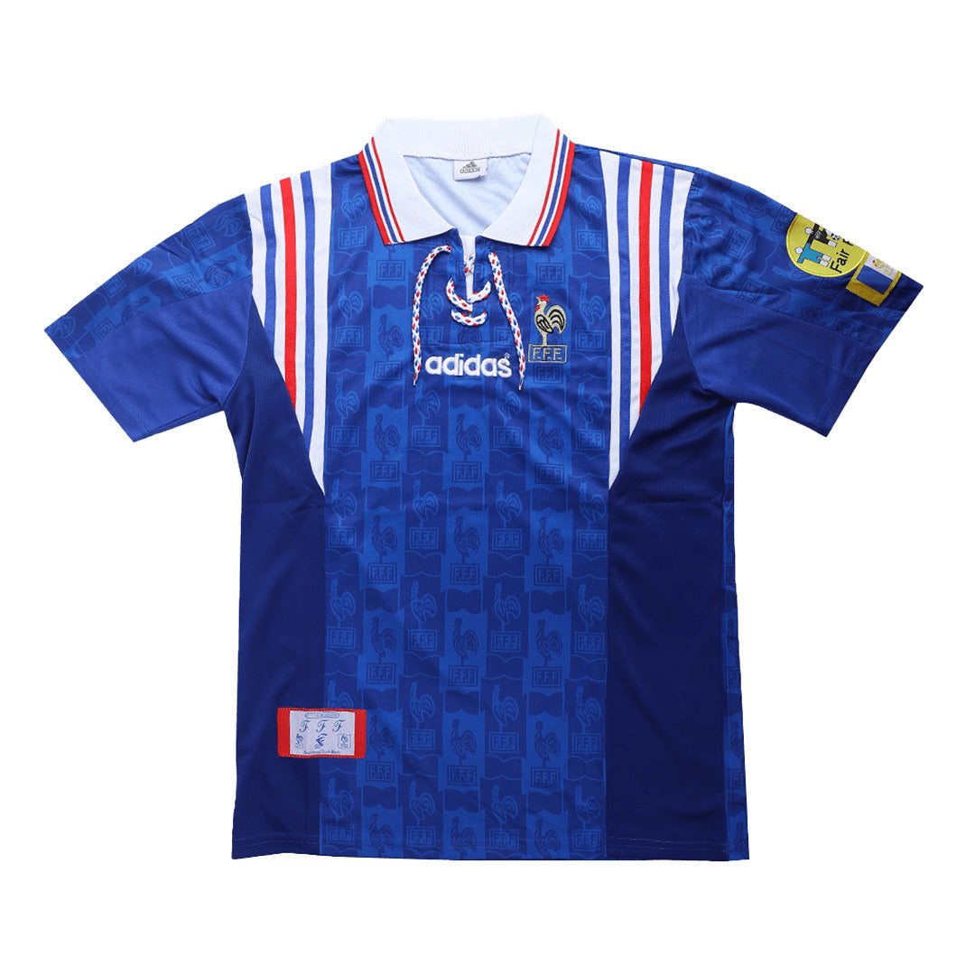 France Home Retro Soccer Jersey 1996 Go Game Wear
