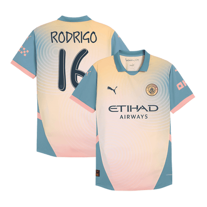 Player Version RODRIGO #16 Manchester City Fourth Away  Soccer Jersey 2024/25- Definitely City (UCL) Top Soccer Jerseys Store