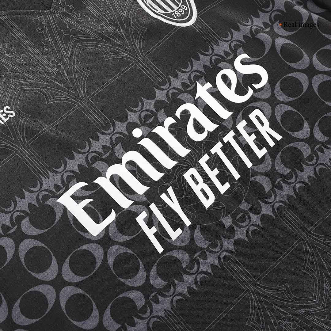 Kid's AC Milan x Pleasures Fourth Away  Soccer Jersey Kit(Jersey+Shorts) 2023/24 Top Soccer Jerseys Store