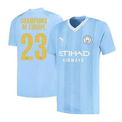 Manchester City CHAMPIONS OF EUROPE #23 Home  Soccer Jersey 2023/24 Top Soccer Jerseys Store