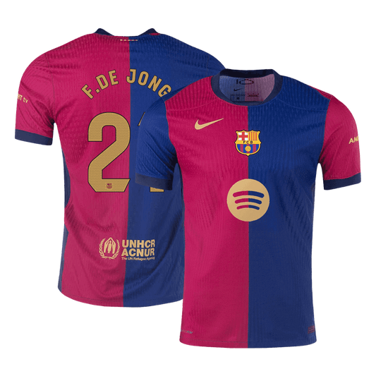 Player Version F.DE JONG #21 Barcelona Home  Soccer Jersey 2024/25 - Spotify Logo Without Text Top Soccer Jerseys Store