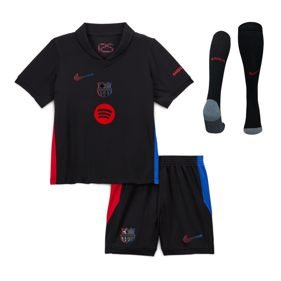 Kid's Barcelona Away  Soccer Jersey Kit(Jersey+Shorts+Socks) 2024/25 - Spotify Logo Without Text Top Soccer Jerseys Store