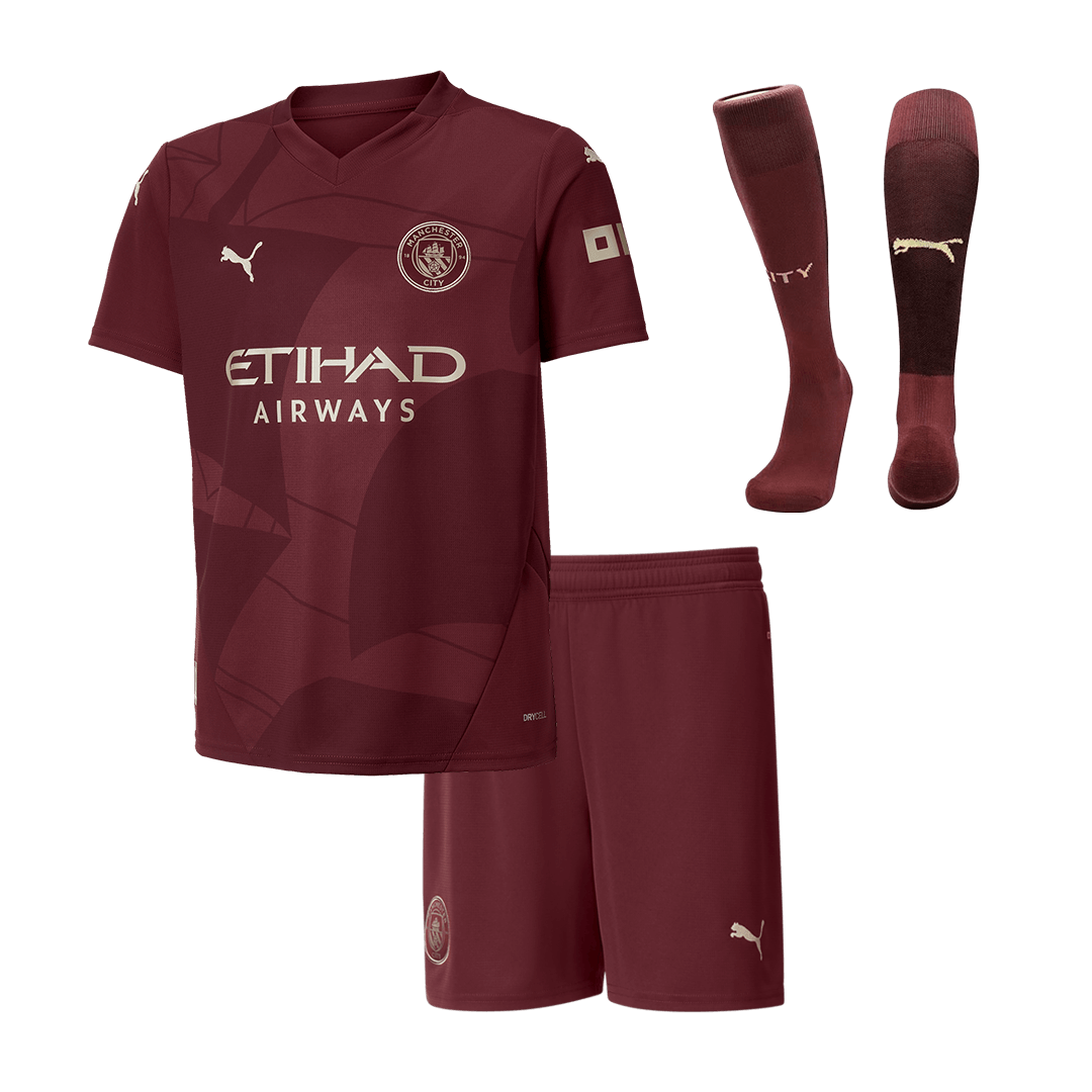 Kid's Manchester City Third Away  Soccer Jersey Kit(Jersey+Shorts+Socks) 2024/25 Top Soccer Jerseys Store