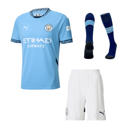 Manchester City Home  Soccer Jersey Kit(Jersey+Shorts+Socks) 2024/25 Top Soccer Jerseys Store