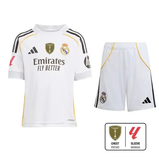 Kid's Real Madrid Home Soccer Jersey Kit(Jersey+Shorts+Socks) 2025/26 Go Game Wear